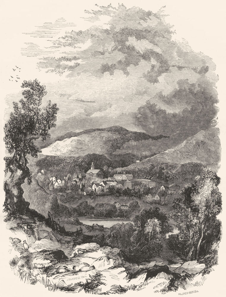 DERBYSHIRE. Buxton 1850 old antique vintage print picture